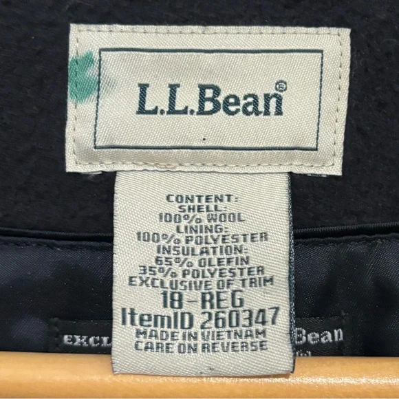 LL Bean x Bellandi 100% Wool Long Coat Size 18 Regular Navy - Picture 6 of 6